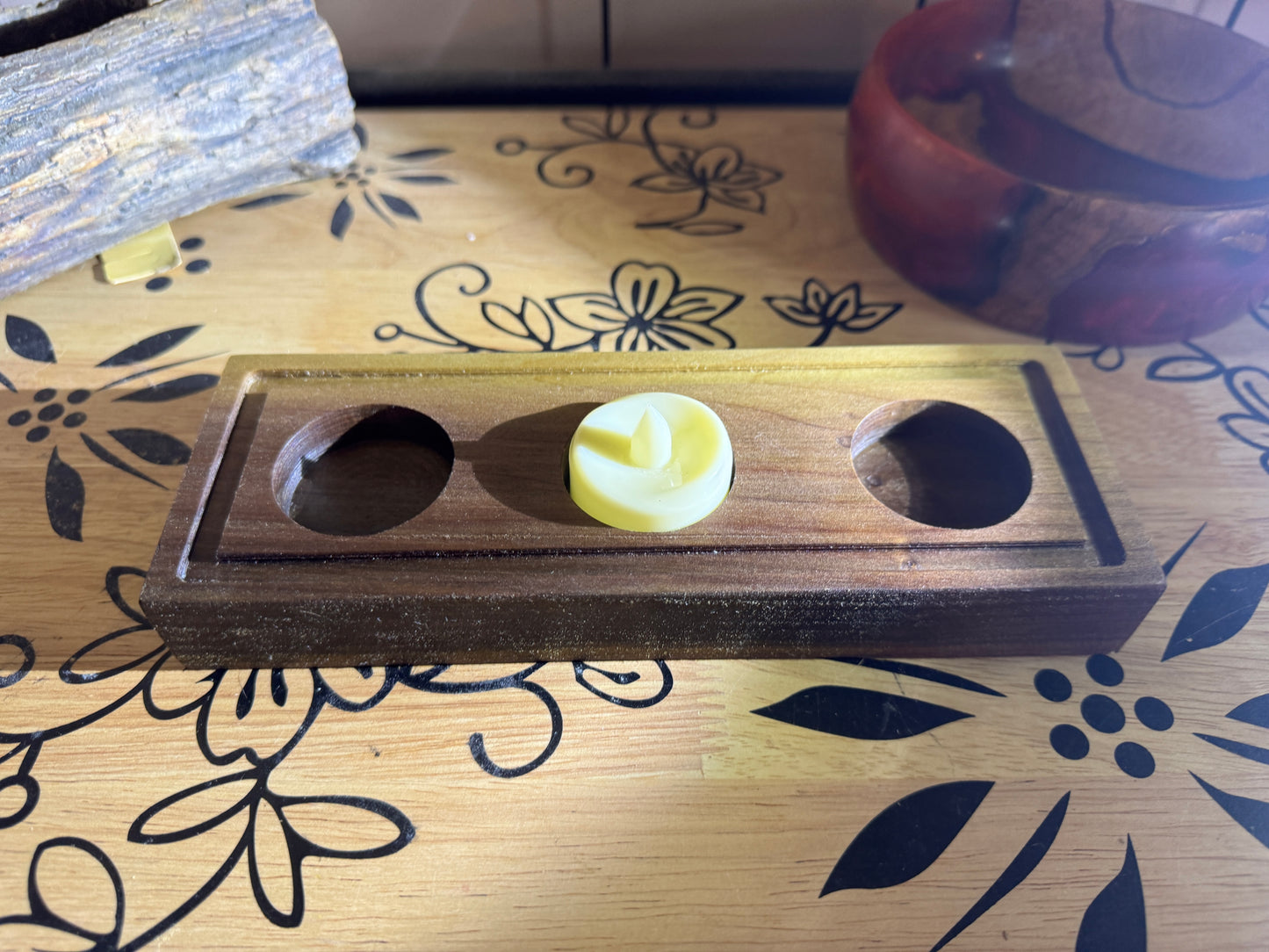Rustic Poplar Tea Light Holder 1