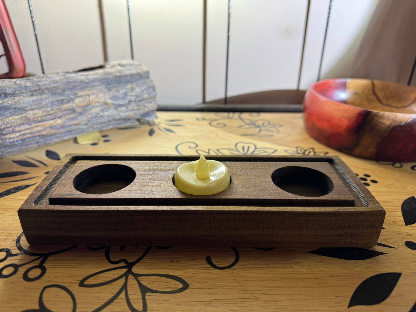 Rustic Poplar Tea Light Holder 2