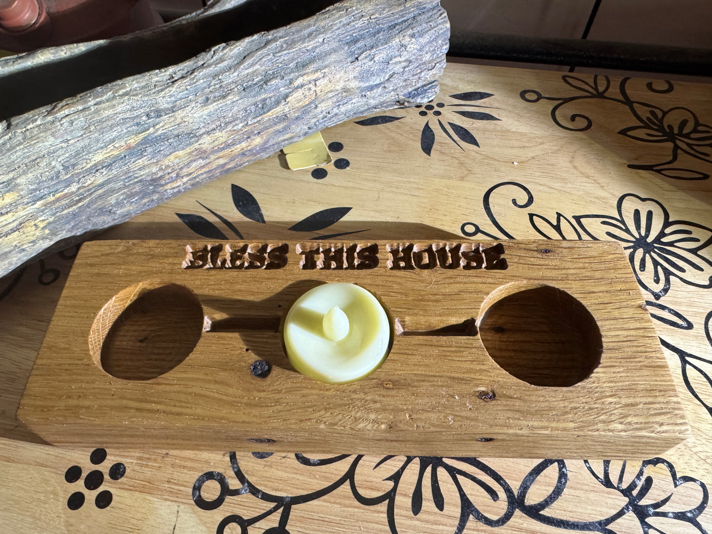 Rustic Oak Tea Light Holder